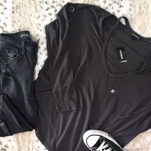•NWT Express Grey Long Sleeve w/ Cutouts•